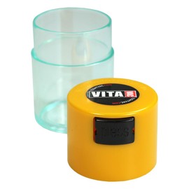 Vitavac - 5g to 20 grams Vacuum Sealed Container - Yellow Cap & Clear Body