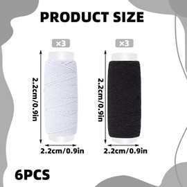 HANIUTTY Elastic Sewing Thread, Elastic Cord, 6 Pieces Elastic Thread for Sewing, Can Be Used for Costume Making, Also Suitable for Bead Bracelets, Necklaces and Jewellery Crafts