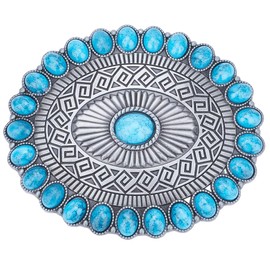 GORGECRAFT Western Belt Buckle Turquoise Vintage Style Indian Elements Cowboy Buckles Retro Cowgirl Alloy Oval Belt Buckle Agate Stone for Men Women Prom 8.1 x 6.75 cm
