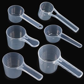 Plastic Measuring Spoons Sets, 6 Pcs Transparent Measuring Scoop 15ml 30ml 50ml 70ml 80ml 100ml Spoon Scoops for Food Flour