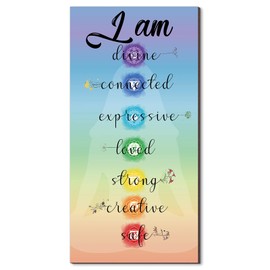 Chakra Quotes Sign Wall Decor Yoga Zen Wall Art Wooden Spiritual Decor Motivational Meditation Wall Art Zen Buddhism Spa Room Decor for Yoga Living Room Bedroom Bathroom Wall Decorations (Safe Style)