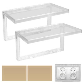 CPROSP Pack of 2 Switch Cover Socket Cover, Type 86 Flip, Double Waterproof Socket Cover, Suitable for Kitchen, Bathroom, Outdoor, White