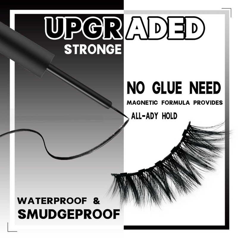 AulanRose 3D Magnetic Eyelashes, Magnetic Lashes Natural Looking with Eyeliner