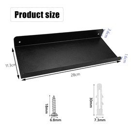 Hocadrv Pack of 2 Black Wall Shelves, Black Metal Wall Hanging Shelves, Black Metal Kitchen Shelves, Wall Shelves for Living Room, Bathroom, Kitchen, Bedroom, Wall Shelf (28 x 11 cm)