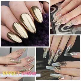 U-Shinein 8ml Metallic Painting Nail Polish Gel, Painted Gel Nail Polish, 3D Metal Painting Gel Drawing Mirror Nail Gel Polish, Nail Liner Painting Gel Soak Off UV/LED DIY Nail Art - 33418