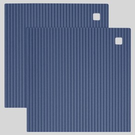 2 Pack 7'' x 7'' Trivets for Hot Dishes, Hot Pads for Kitchen, Silicone Trivets for Hot Pots and Pans, Hot Plates to Protect Table, Heat Resistant Silicone Trivet Grey (Blue, 7"x7")