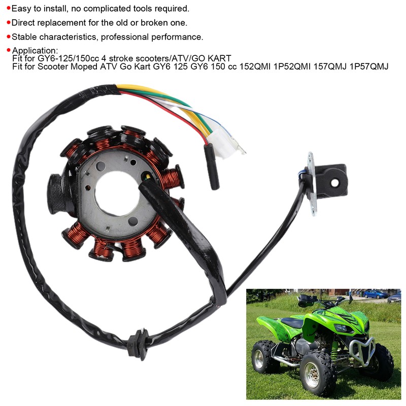 Magneto Stator Coil Replacement 6-Wire Fit for GY6-125/150cc 4 Stroke