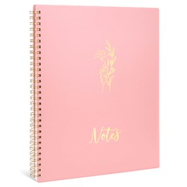 Koogel Spiral Notebook, 22x27cm Journal With 160 Lined Pages For Women College Ruled Notebook Cute Light Pink Travel Journals for Gift Office School Supplies