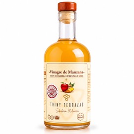 Vinagre de Manzana con Madre Crudo  Con Jengibre, Cúrcuma y Miel  Sin Pasteurizar, Detox Natural y Salud Digestiva  Fermentado Artesanal  Kosher  800 