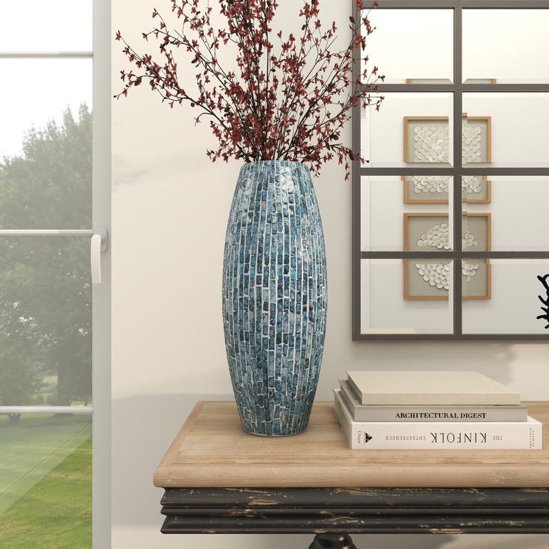 Deco 79 Mother of Pearl Shell Handmade Mosaic Inspired Vase,