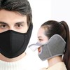 Winter Sports Cold Protection Warm Mouth-Open Earmuffs Mask Navy 2ea