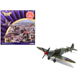 DCD Supermarine Spitfire T.9 Diecast Toy British Royal Air Force Aircraft 'PV202 Aerial Collective' From Duxford Airfield