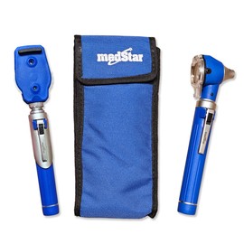 MEDSTAR | Estuche de Oftalmoscopio y Otoscopio con Iluminación de Fibra Óptica (Azul)