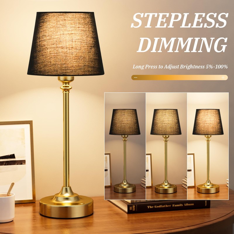 Kakanuo Cordless Table Lamps Rechargeable Set - 2 Pack Brass