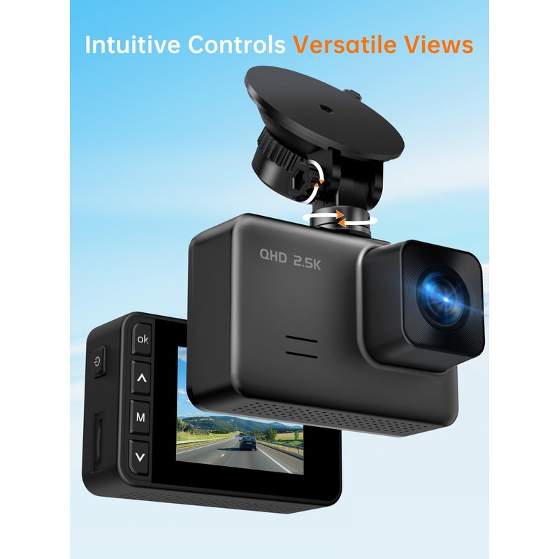 Dash Cam Front and Rear, 2.5K+1080P Dual Dash Camera for