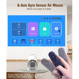 Mini Projector 4K Support, Portable Smart Projector with WiFi 6 and Bluetooth 5.4, 5w Soundbase Speaker, Auto Keystone 180° Rotatable, 8000 Lumens, Home Bedroom Movie Proyector HY300Pro+