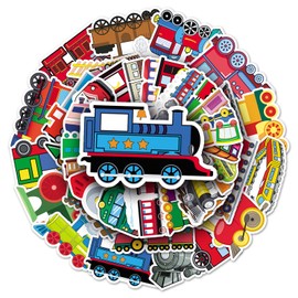 Train Stickers, 50Pcs Vinyl Waterproof Trains Stickers for Water Bottles, Laptop, Notebook, Scrapbook, Luggage, Cell Phone, Skateboard, Helmet, Gifts for Teens,Train Party Love Favors