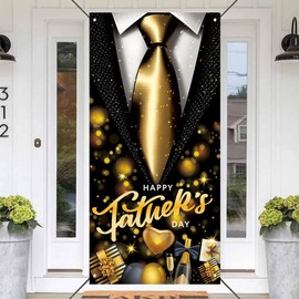 LeDuo Happy Father's Day Banner, Father's Day Door Cover with 70.8"X35.4", Fathers Day Door Sign Decorations, Fathers Day Background Backdrop for Outdoor Indoor Home Yard Door Decorations