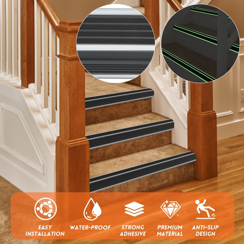 [Glow in The Dark] Stair Edge Trim Protector, Rubber Anti-Slip
