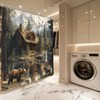 Rustic Bear Shower Curtain Farmhouse Cabin Hunting Wildlife Mountain Stream