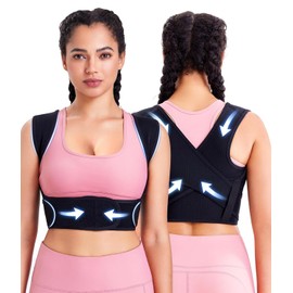 KUMAYES Posture Corrector, Upper Back Lumbar Support Straightener Strap, Neck and Shoulder Brace Belt for Women & Men Hunchback Scoliosis Spine Align Wrong Sitting Correction (Pink, XL-2XL)