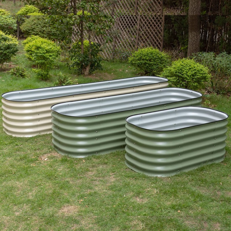 MFSTUDIO Galvanized Raised Garden Bed Kit Outdoor Planter Raised Beds