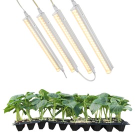 RWNTAO Grow Lights for Indoor Plants, Warm 3000K Full Spectrum LED Growing Lamp, 1FT T5 4-Pack Plant Growing Light Strips for Greenhouse Seed Starting, Vegetables, Plug and Use