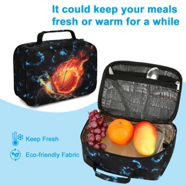 LEDAOU Kinder Lunchtasche Jungs Mädchen 5L Lunch bag Isoliertasche mit Reißverschluss Thermotasche Lunchbeutel Kühltasche für Schule Wandern Arbeit(Basketball)