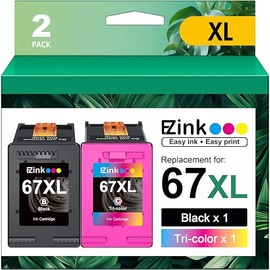 67XL Printer Ink Remanufactured for HP Ink 67 67XL Ink Cartridges Black Color Combo Pack for HP DeskJet 2700 2755e 2700e 2800e 2855e 4155e 2852e Envy 6400 6055e 6000 6458e 6452e, Black and Tri-Color