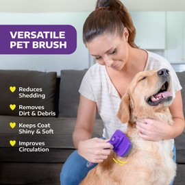 Hertzko Hertzko Self Cleaning Slicker Brush for Dogs and Cats - Pet Hair Brush for Shedding Long and Short Hair - Grooming Brush with Easy Clean Retractable Bristles - Cat and Dog Grooming Tool - Purple