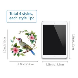 GORGECRAFT 4 Styles 16cm Birds Window Sticker Decorative Double-Side Alert Cling Round Spring Flowers Static Sliding Door Glass Window Decalsfor Prevent Stop Birds Dog Strikes Home Decor