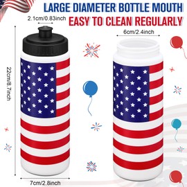 Skybooly 12 Pcs Water Bottle Bulk 20 oz Sports Ball Cup Accessories Reusable Sports Squeeze Water Bottle for Sports Party Favor Players Lovers Team Gifts Gym for Most Bike Cage (American Flag)
