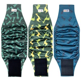 Grecle Reusable Dog Diapers Male 3Pcs, Premium Washable Belly Band for Male Dogs XLarge, High Absorbing Male Dog Wraps for Doggie in Incontinence, Excitable Urination and Training (Giraffe, XL)