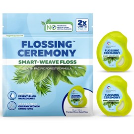 FlossingCeremony | Expanding Woven Dental Floss | Smart-Weave Floss | Vegan | Natural | Non-Toxic & PFAS Free | Eucalyptus & Manuka | Hilo Dental para Dientes | 55 Yards x 2 Units