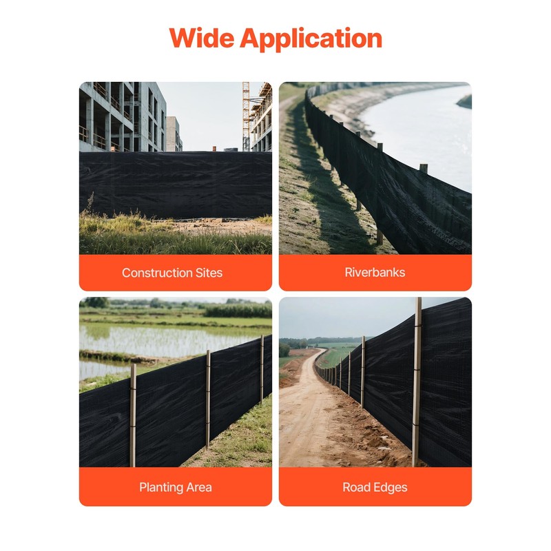 VEVOR Silt Fence Fabric Roll, 3 x 500 ft Erosion