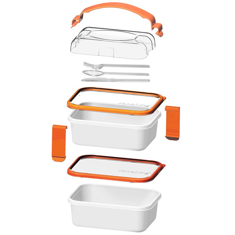 omada Design Lunch Box 1L + 1L with Cutlery, Rectangular
