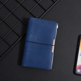 Wonderpool Leather Journal Lined Paper Notebook & Pen - Refillable 6 Ring Binder Writing Spiral Diary with Ruled Notepads Vintage Cover for Office Travel Work and Plan Agenda (b-Blue, A6)