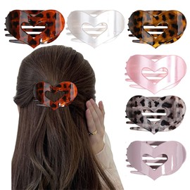 XFSRG 6 Stück Haarspangen Damen Herz Flache Geschwungenes Design Seitenclips Rutschfester Matte Haarklammer für alle Haartexturen(Multicolour C)