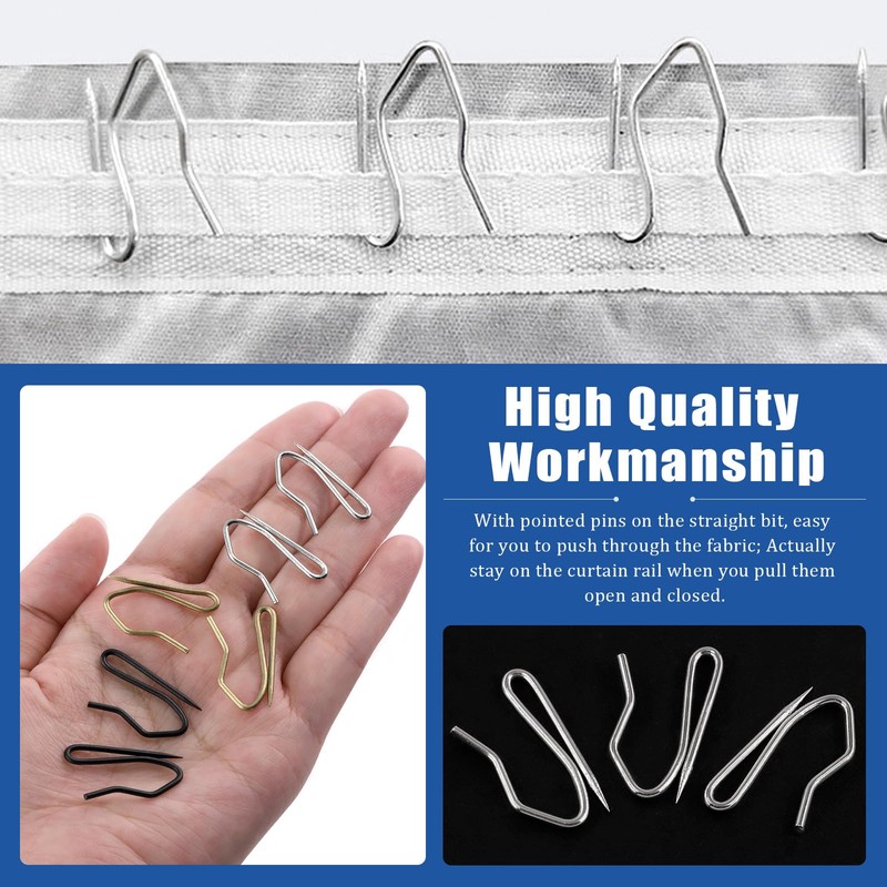 Glarks 58Pcs 1 Inch Sliver Metal Curtain Hooks, Rustproof Heavy
