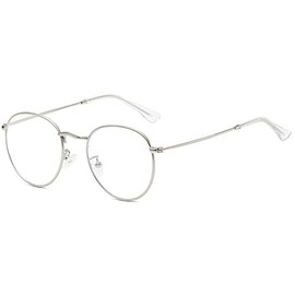 MIGOO Damen lichtundurchlässige brille retro runde metallrahmen runde brillen-raum-objektiv silber anti-blau-licht einheitsgröße