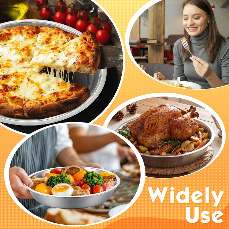 Otoolling 3 Pcs Deep Stainless Steel Pie Pan Set -