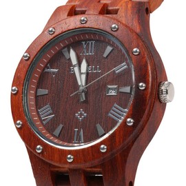 BEWELL AIMES Men's Wooden Watches Handmade Analog Quartz Wristwatch Luxury Lightweight Date Retro Casual Watch