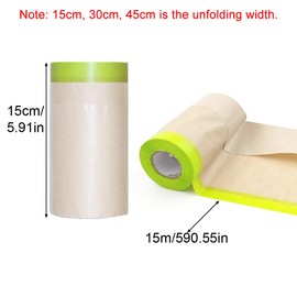 Jiakalamo 15M x15CM Masking Tape - Pre-Taped Masking Film for Painting & Surface Protection, Suitable for Automotive & Windows