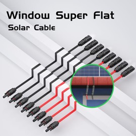 MXRPV Pack of 2 Solar Panel Flat Cable 4 mm², Solar Cable Window Feed-Through Flexible PV Flat Cable for Balcony Power Plant and Solar Power Station (100 cm - 4 Pieces)
