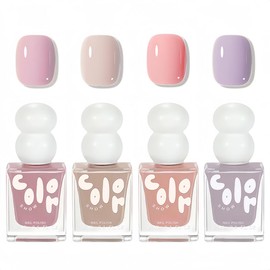 Pink Nail Polish Sets - 4PCS Nail Varnish Sets - Nude Pink Purple Nail Varnish - Quick Dry Long Lasting Holographic Nail Polish - No Need UV Nail Paint For Women Girls Nail Art Gift At Home Salon