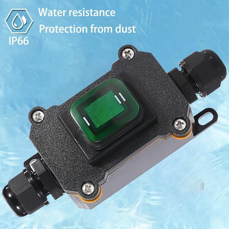 Meskliu Waterproof Inline Cord Switch,DPST AC 20A-125V,16A-250V Outdoor Start Stop