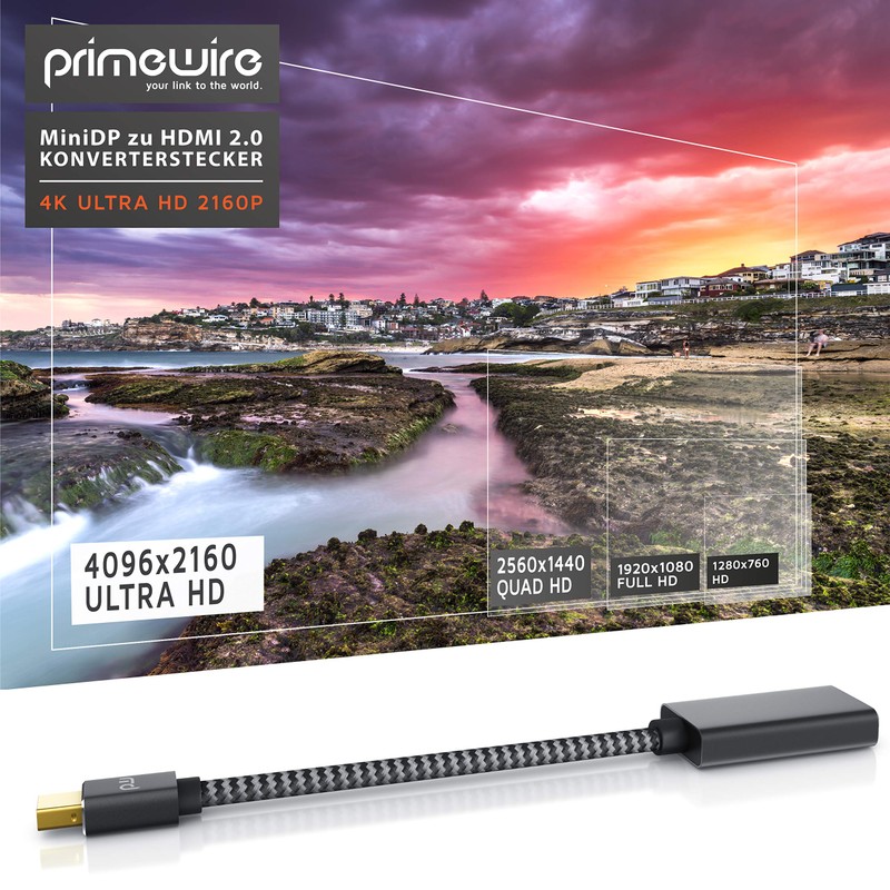 CSL - 4K DisplayPort to HDMI Adapter, Unidirectional DP Source