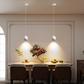 Opulux 9W LED Dimmable Bedside Zoomable Pendant Light Fixtures with Flexible Warm White 3000K, CRI 97 Aluminum Ceiling Wired Modern Pendant Light Spotlight Lamp for Kitchen Island Bedroom Cafe White