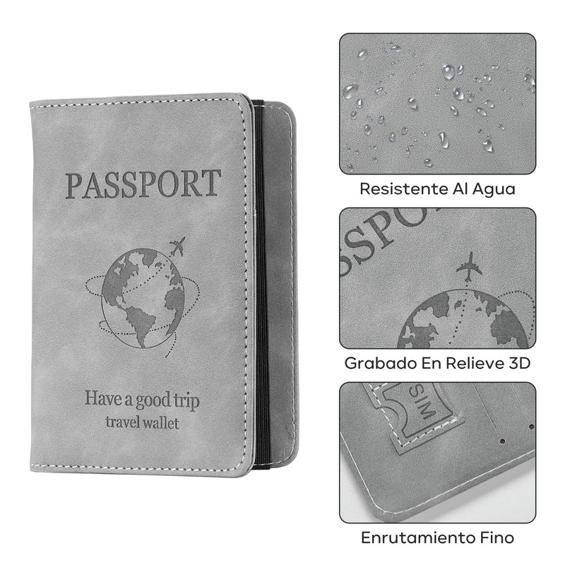 Caja de Pasaporte, 2 Pack Cartera para Pasaporte RFID, Pasaporte