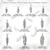 Ornazy 100 pcs 10 Styles Tibetan Feather Charms Antique Silver